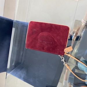 Maroon velvet COACH purse